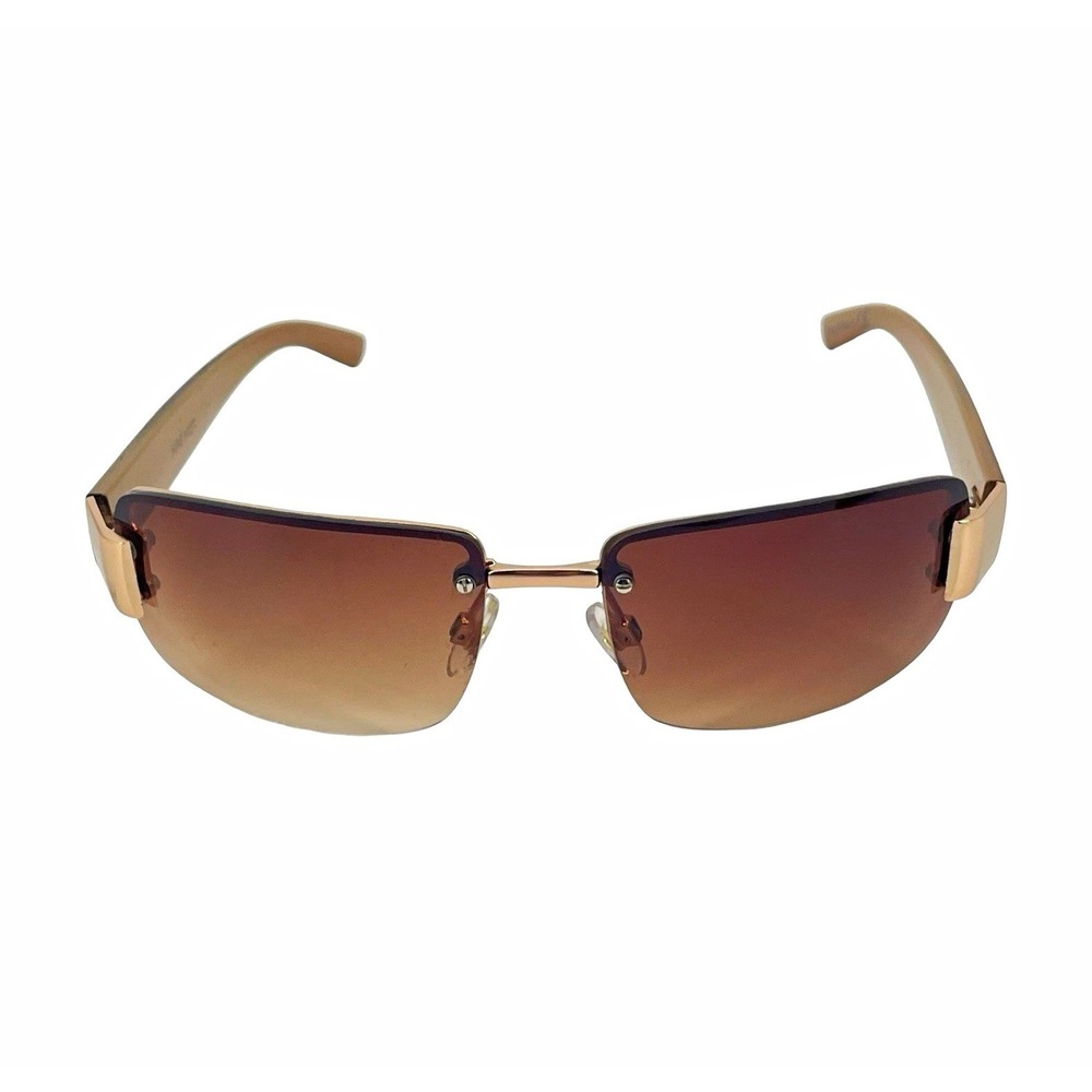 Nine West Women's Rimless Sunglasses Brown Gradient Lens Tortoise Gold Tone Y2K